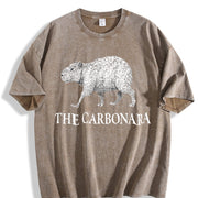 The Carbonara Cappybara 90s Vintage Washed T-Shirt in Brown