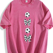 Soccer Bows Vintage Washed T-Shirt in Red