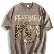 Free Bird Western Thunderbird Leopard vintage washed oversized T-shirt in Brown