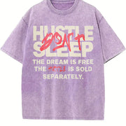 Hustle Don't Sleep Vintage Washed T-Shirt in Purple