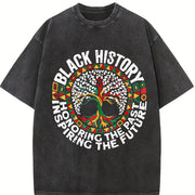Tree-shaped Life Fun Vintage Washed T-Shirt in Black