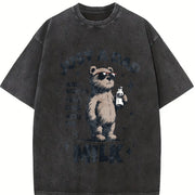 Retro Just a Dad Who Always Come Back with the Milk Vintage Washed T-Shirt in Black