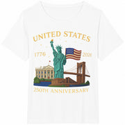 USA 250th Anniversary Statue of Liberty Cotton T-Shirt in White