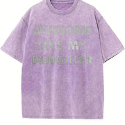 Awesome Like My Daughter Fathers Day Awesome Dad Classic Vintage Washed T-Shirt in Purple