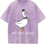 Silly Goose Couple T-Shirtst Married Couple Matching vintage washed oversized T-shirt in Purple