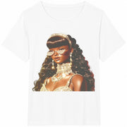 Glamorous Girl with Sunglasses Cotton T-Shirt in White