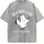 Goose Bride Goose Lover Vintage Washed T-Shirt in Gray