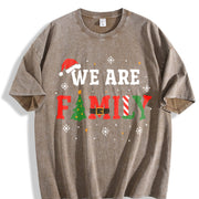 Christmas Family 2025 Pajama Matching Set Classic Vintage Washed T-Shirt in Brown