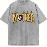Fashionable No. 8 Ball Mom Vintage Washed T-Shirt in Gray