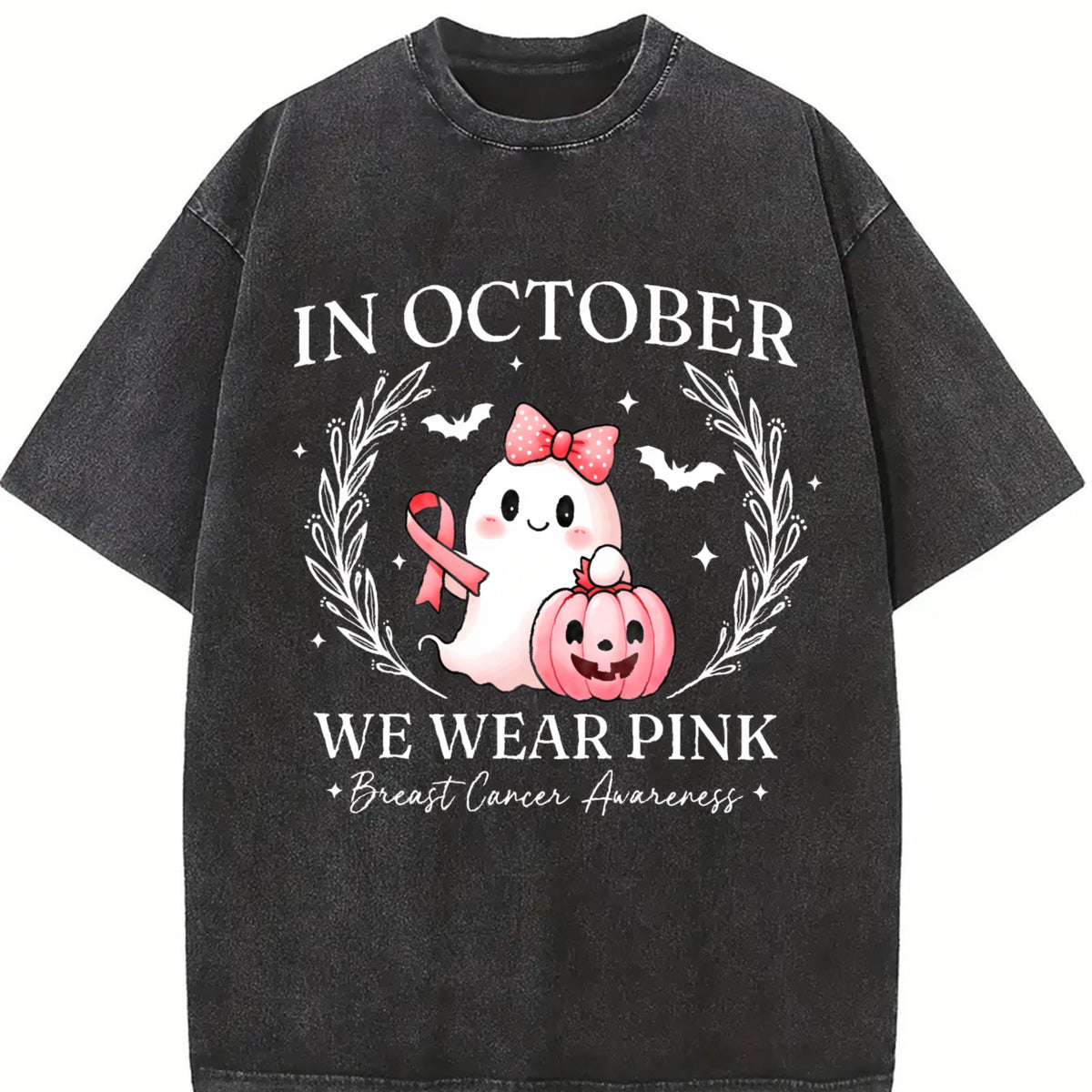 ® in October We Pink Ghost Vintage Washed T-Shirt in Black