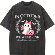 ® in October We Pink Ghost Vintage Washed T-Shirt in Black