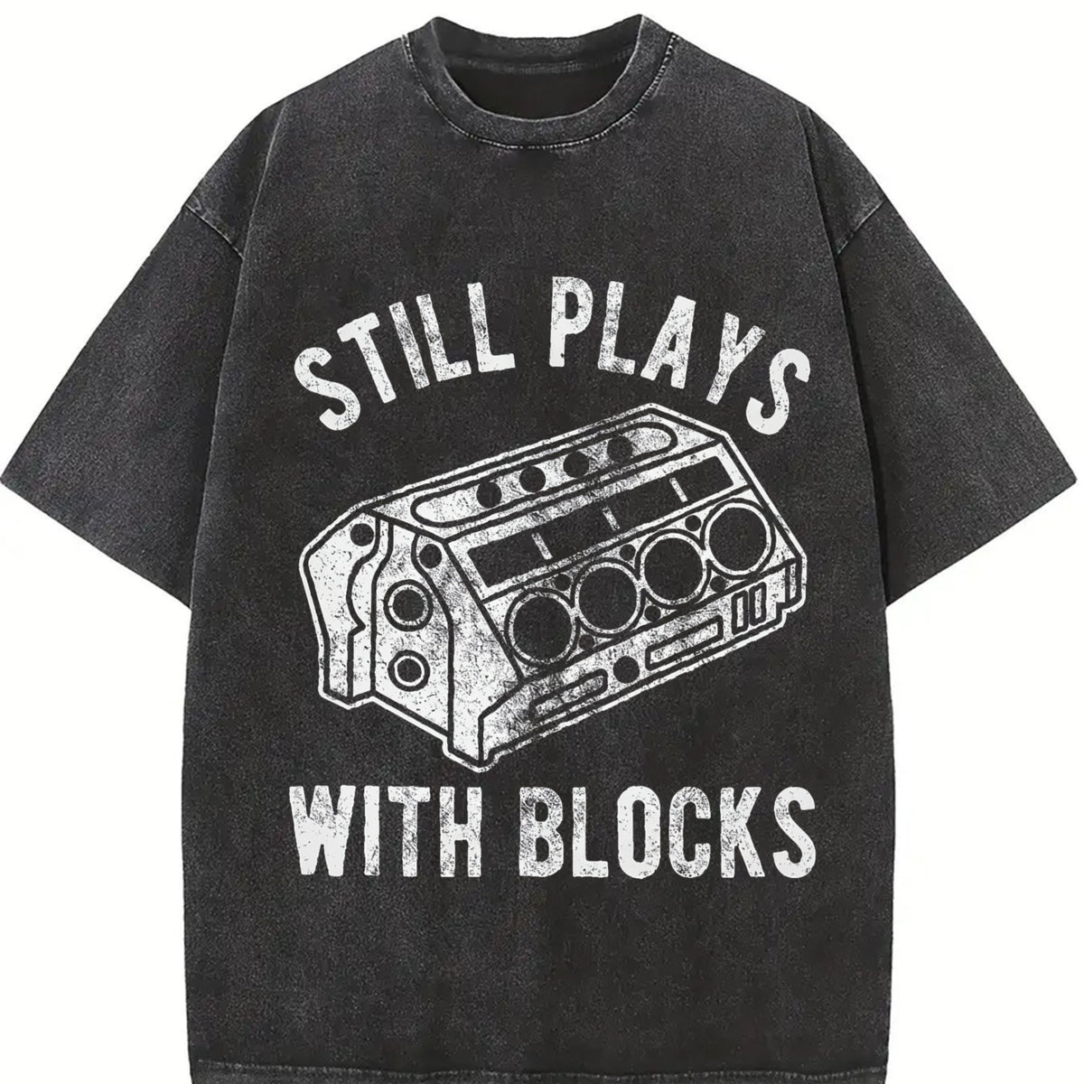 Still Plays with Blocks Vintage Washed T-Shirt in Black