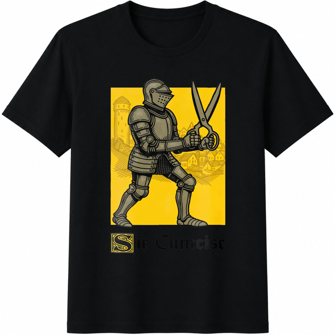 Sir Cumcise Knight Meme Cotton T-Shirt in Black
