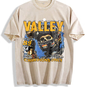 Valley Champions Only Racing Skull Tank Vintage Washed T-Shirt in Beige