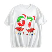 Mom Santa Christmas Family Matching Pajamas Mama Xmas Cotton T-Shirt in White