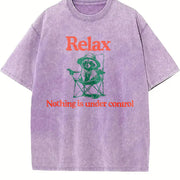 Chill Raccoon - Relax Nothing Is Under Control Trash Panda vintage washed oversized T-shirt in Purple