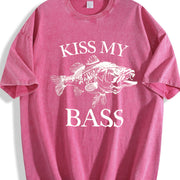 Kiss My Bass 90s Tattoo Vintage Washed T-Shirt in Red
