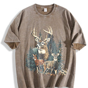 Deer Retro 90s Western Cute Country Hunting Season Country Vintage Washed T-Shirt in Brown