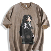 Mina Ashiro Kaiju No 8 Anime Manga vintage washed oversized T-shirt in Brown