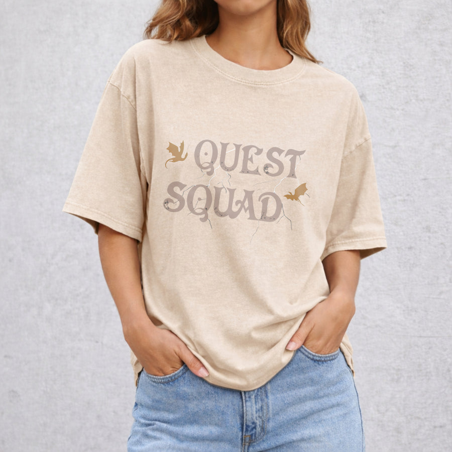 Quest Squad vintage washed oversized T-shirt in Beige