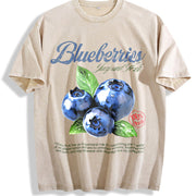 Retro Blueberries Commercial Vintage Washed T-Shirt in Beige