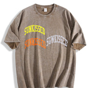 Neon Blue Sunkissed Preppy Beachy Preppy ClothesShirt Vintage Washed T-Shirt in Brown