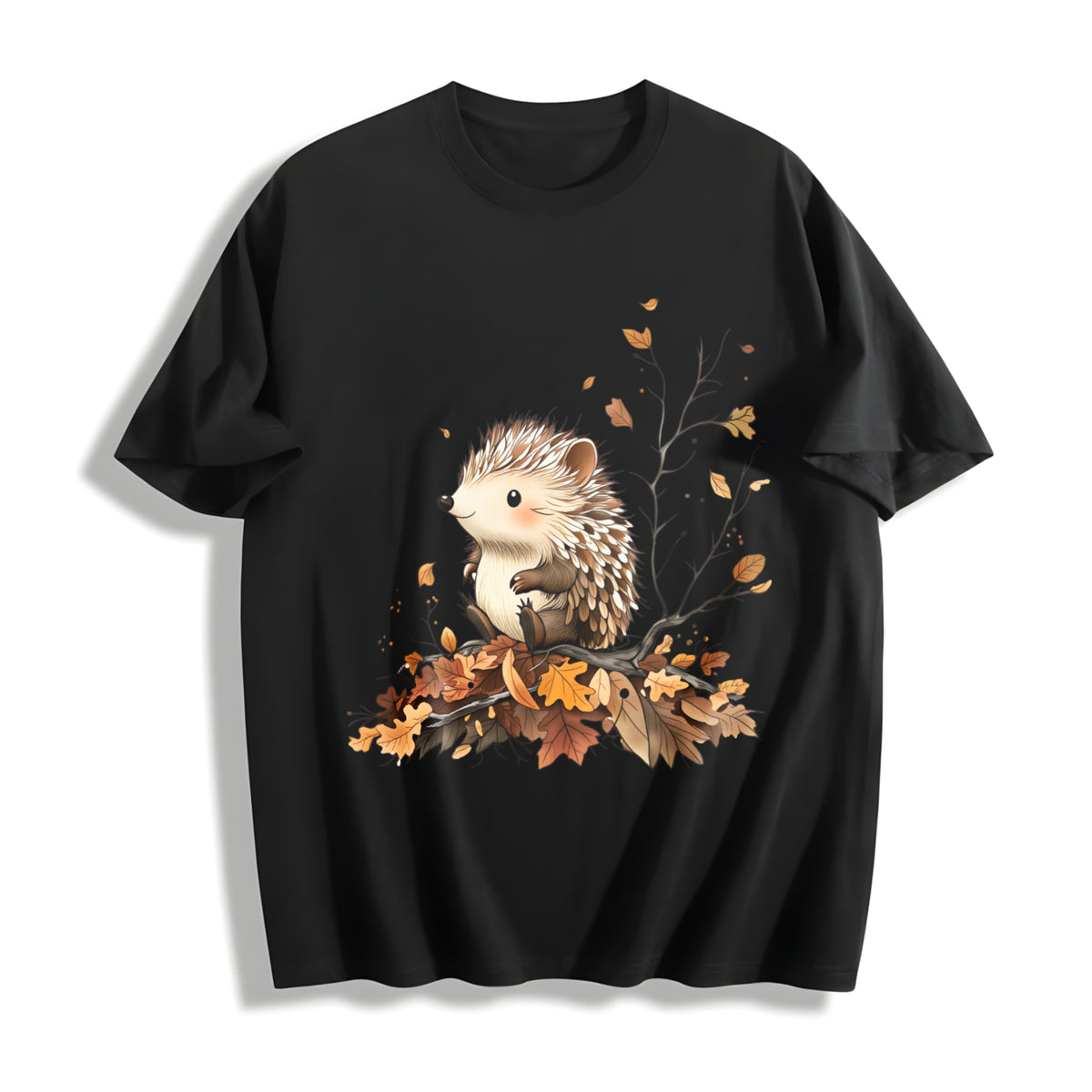 Little Hedgehog Cotton T-Shirt in Black