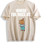 Chill Guy Where the Huzz At Vintage Washed T-Shirt in Beige