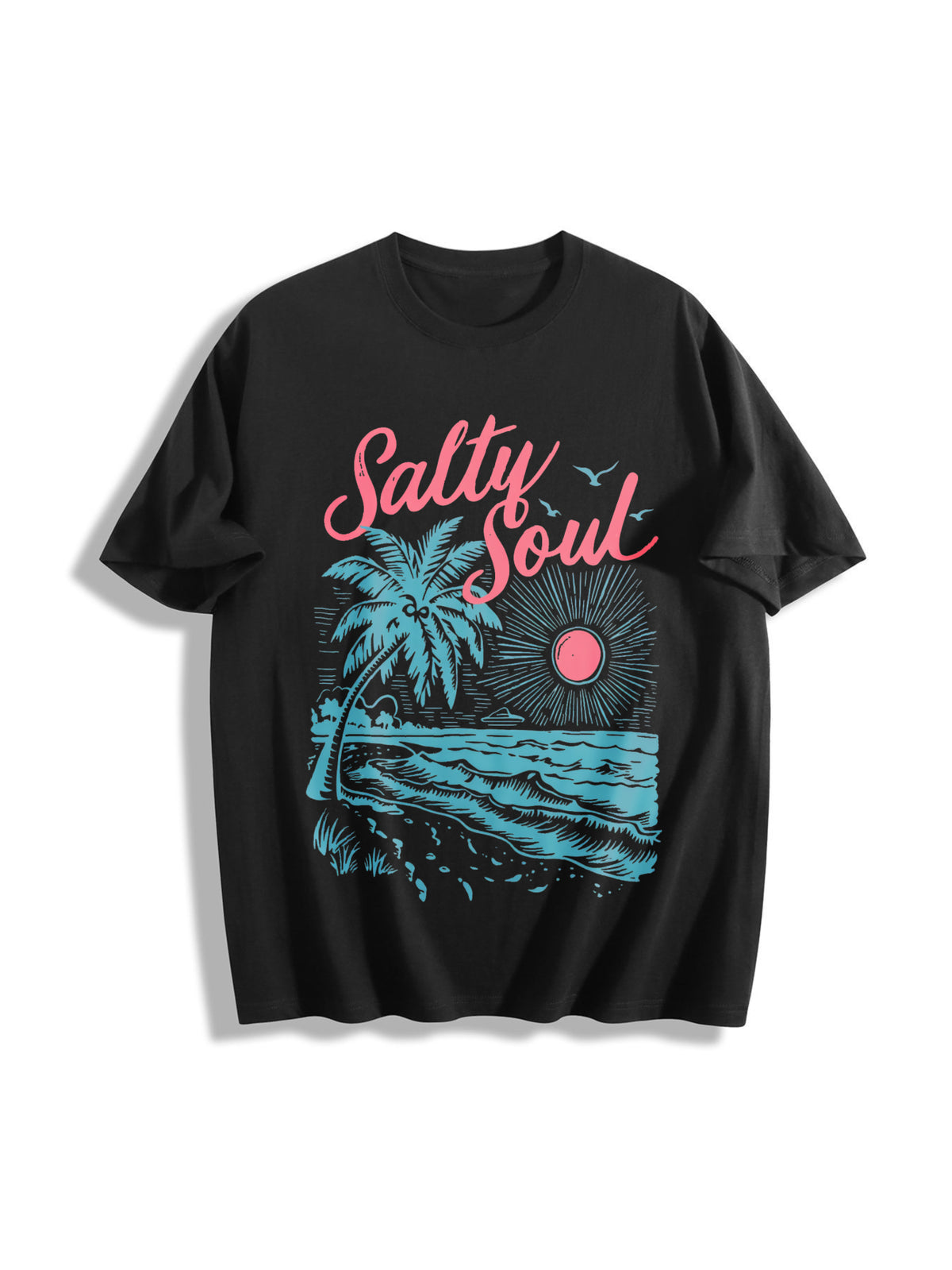Salty Soul Beach Cotton T-Shirt in Black
