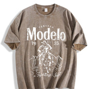 Modelo Fishing Spirit Vintage Washed T-Shirt in Brown
