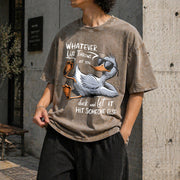 Duck Quote Vintage Washed T-Shirt in Brown