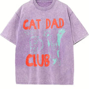 ® Cat Dad Club Back Cat Lover vintage washed oversized T-shirt in Purple