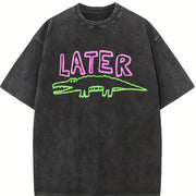 Later Gator Alligator vintage washed oversized T-shirt in Black