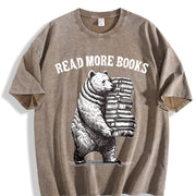 Read More Books Bear Retro 90s Vintage Washed T-Shirt in Brown
