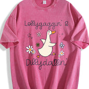 Lollygaggin' and Dillydallyin' Ducks Vintage Washed T-Shirt in Red