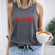 Feral Women's Color Cotton Tank Top in Gray