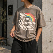 Big Fan of Human Rights Vintage Washed T-Shirt in Brown