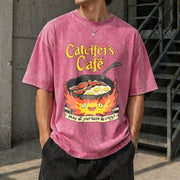 Calcifer's Cafe Howl's Moving Castle Vintage Washed T-Shirt in Red