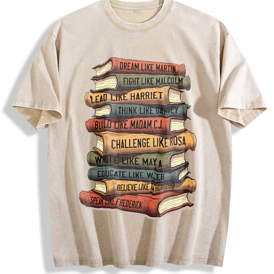 Black History Month Black Leaders African American vintage washed oversized T-shirt in Beige