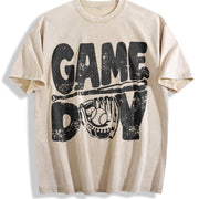 Baseball Gameday Game Day Vintage Washed T-Shirt in Beige