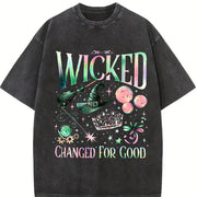 Wicked Wizard Movie Fan Vintage Washed T-Shirt in Black