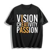 Vision Creativity Passion Smooth Basic Cotton T-Shirt in Black