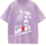 Weightlifting Bear Power Line Vintage Washed T-Shirt in Purple