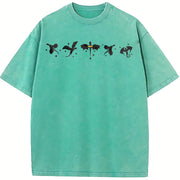 Fourth Wing Basgiath War College Violet Sorrengail vintage washed oversized T-shirt in Blue