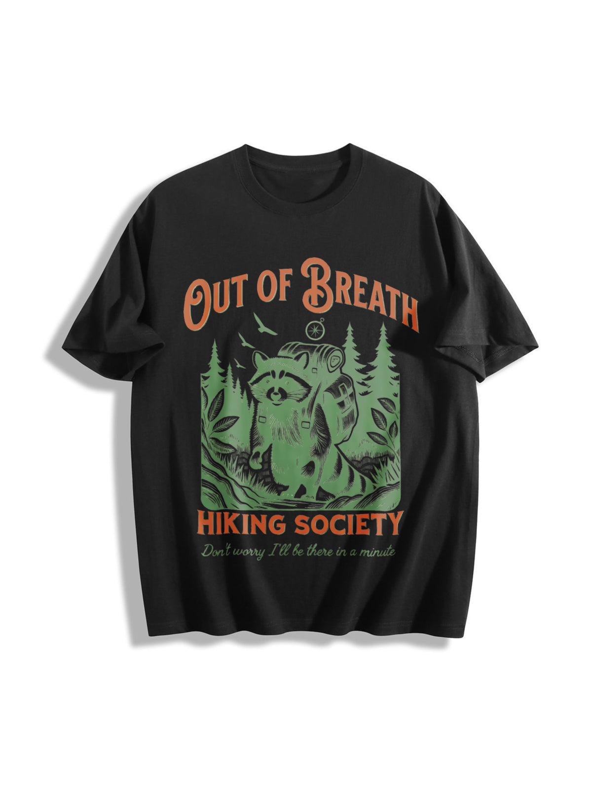 Out of Breath Hiking Society Cotton T-Shirt in Black