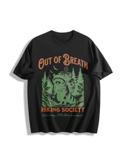 Out of Breath Hiking Society Cotton T-Shirt in Black