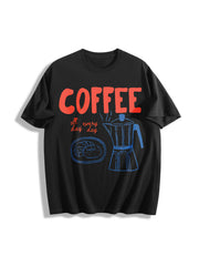 Coffee Club Coffee Lover Cotton T-Shirt in Black