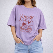 Fantasy Readers Society vintage washed oversized T-shirt in Purple