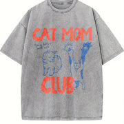 Cat Mom Cat Mama For Cat Mom vintage washed oversized T-shirt in Gray