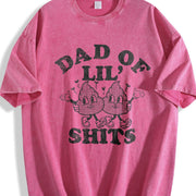 Dad of LIL Shits Sarcastic Fathers Day for Classic Dad Vintage Washed T-Shirt in Red